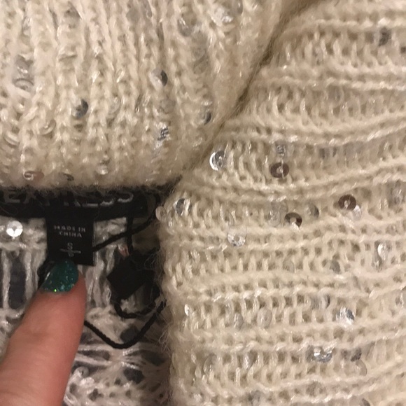 NWT: Express Sz S white with sequin shrug - Picture 3 of 4